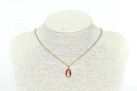 Collier rouge Madone Paillettes