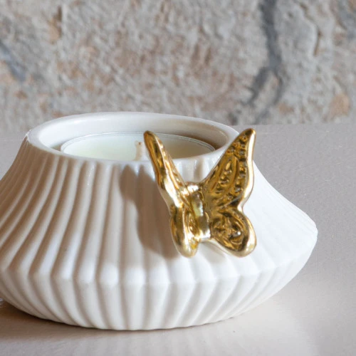 Coffret bougeoir Papillon et 6 bougies parfumées - Fleur de Coton