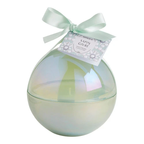 Bougie parfumée Boule de Noël Fête Nacrée 210 g - Sapin Givré