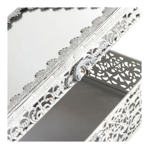 Boîte à bijoux rectangulaire Précieuse en métal blanchi
