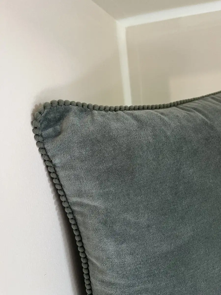 Coussin velours perlé sauge