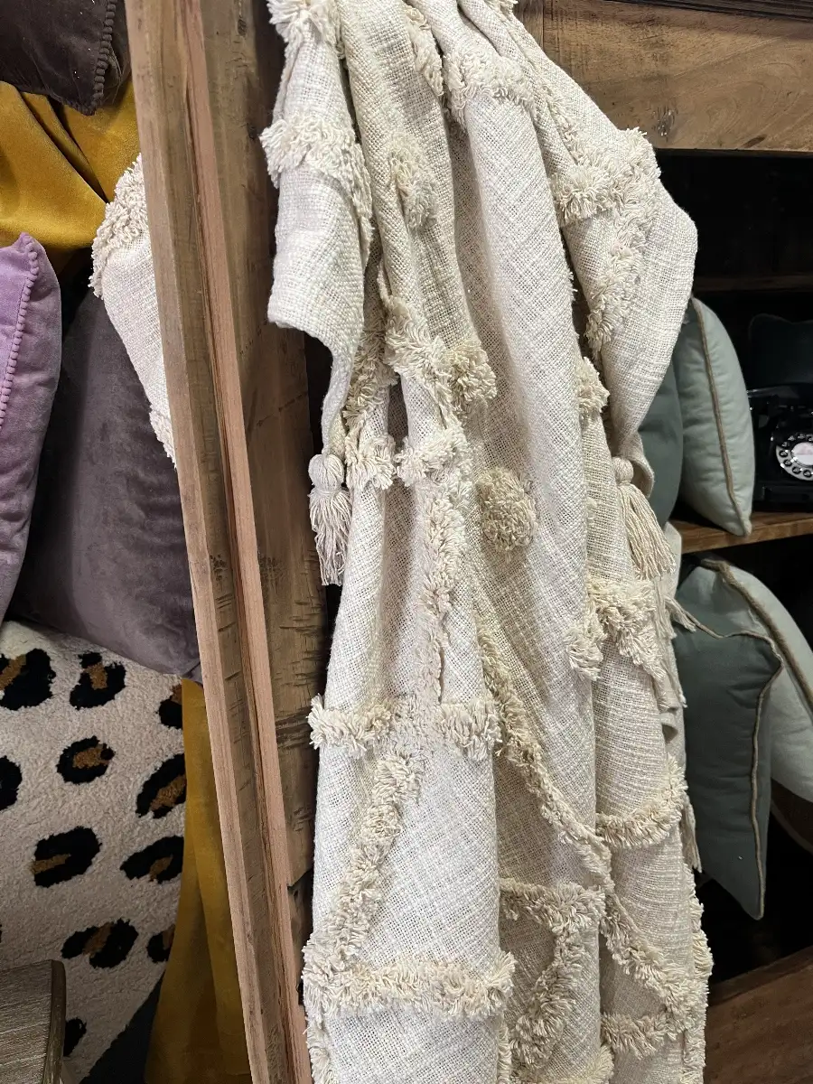 Plaid nature frangé