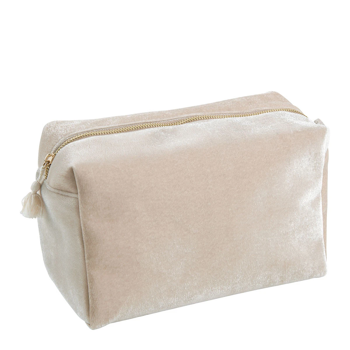 Trousse de toilette rectangulaire Velours écru - Grand modèle
