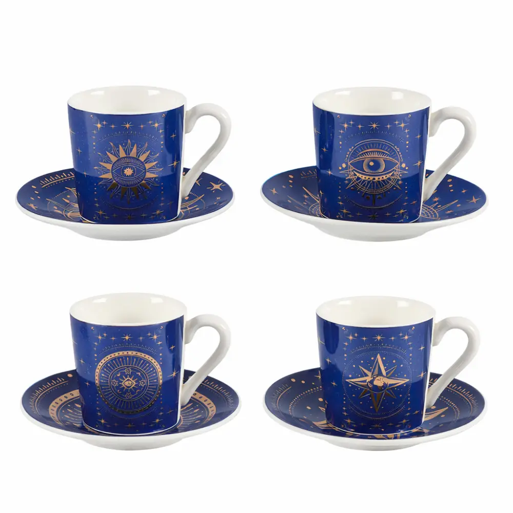 Tasses et sous-tasses Astres - lot de 4