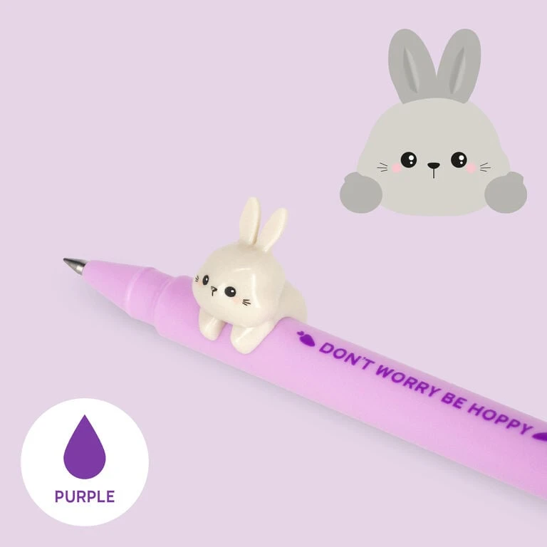 Stylo à Encre Gel avec Animal Décoratif Bunny « Don't Worry Be Hoppy » - Lovely Friends