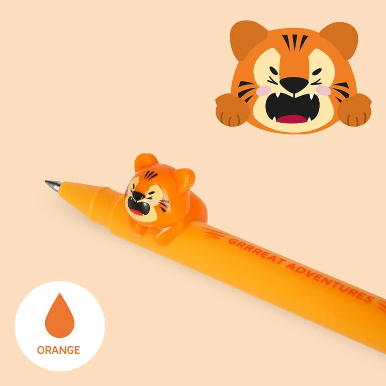 Stylo à Encre Gel avec Animal Décoratif Tiger « Grrreat Adventures » - Lovely Friends