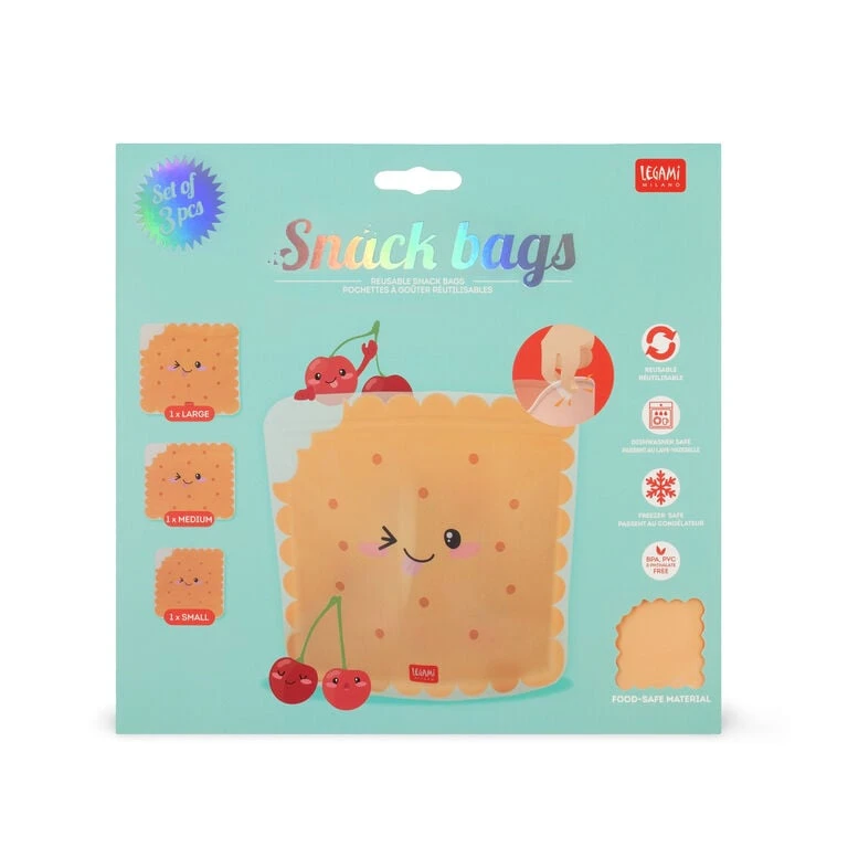 Set de 3 Pochettes Réutilisables pour Aliments - Cookie