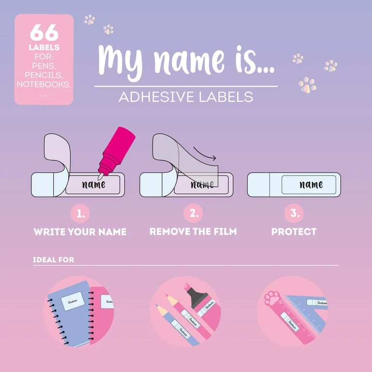 Étiquettes Adhésives avec Film Protecteur - My Name Is... - Kitty