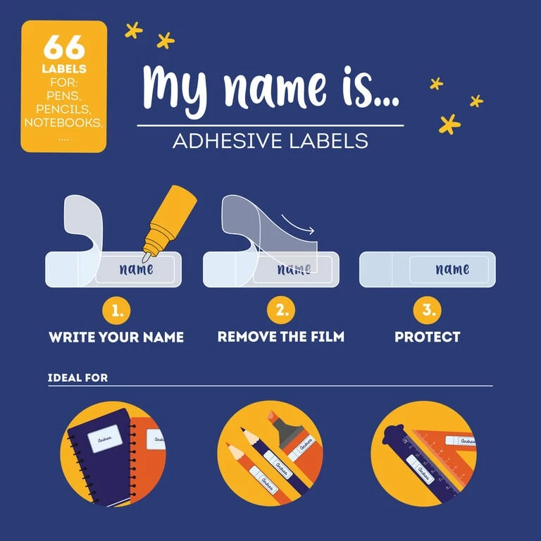 Étiquettes Adhésives avec Film Protecteur - My Name Is... - Space
