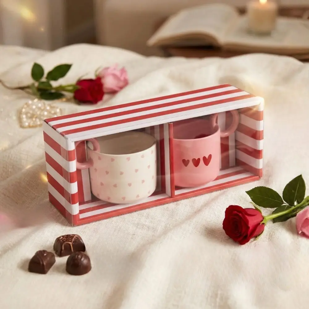 Mugs coeurs 23x9.5x3cm - lot de 2