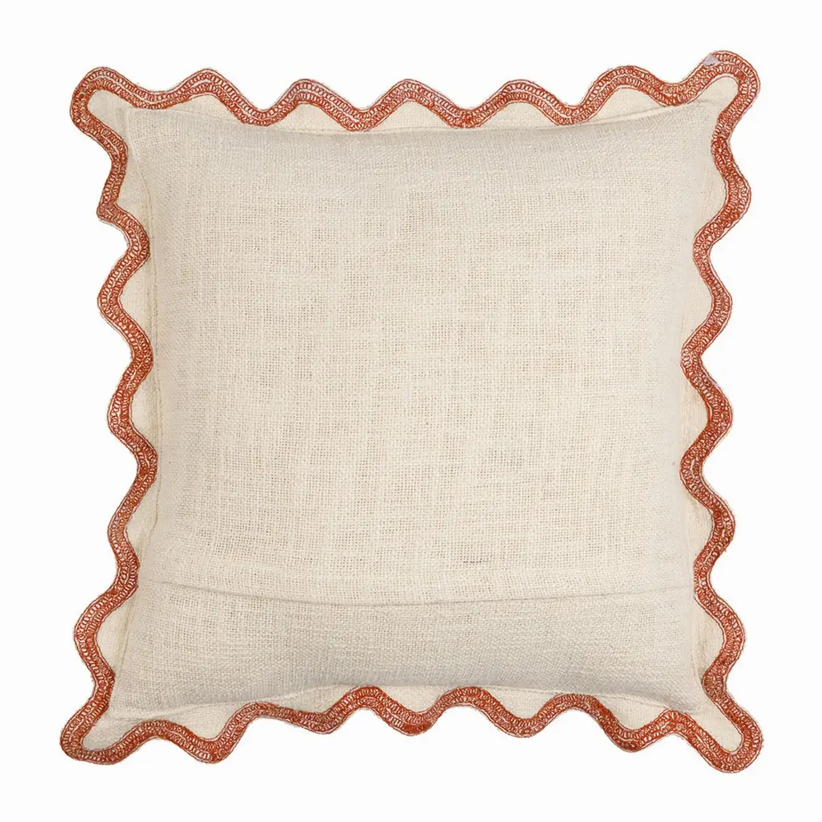 Housse Coussin "Amour toujours" en coton terracotta et écru 45x45cm