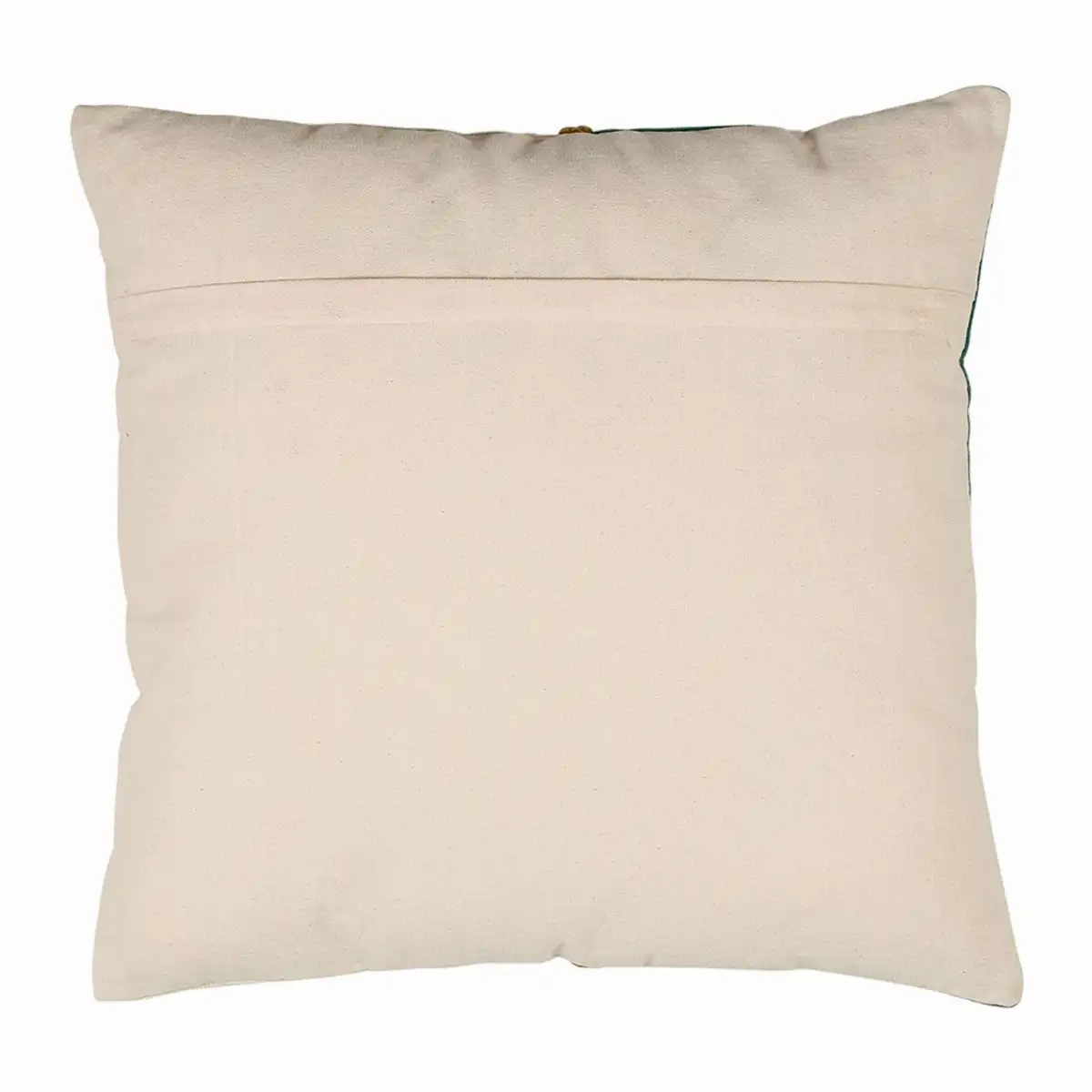 Housse de coussin en velours coton émeraude et écru 45x45cm