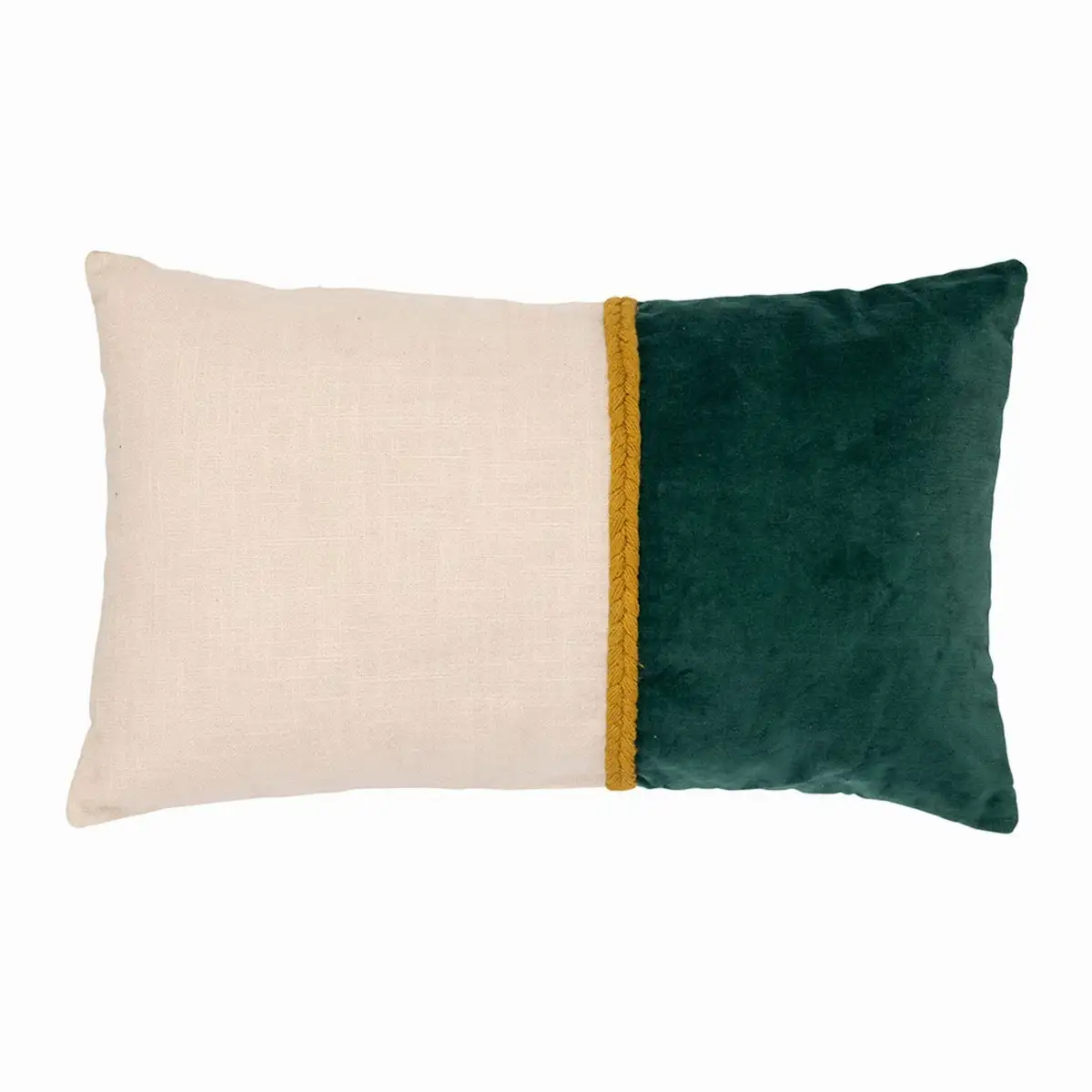 Housse de coussin en coton emeraude et beige 50x30cm