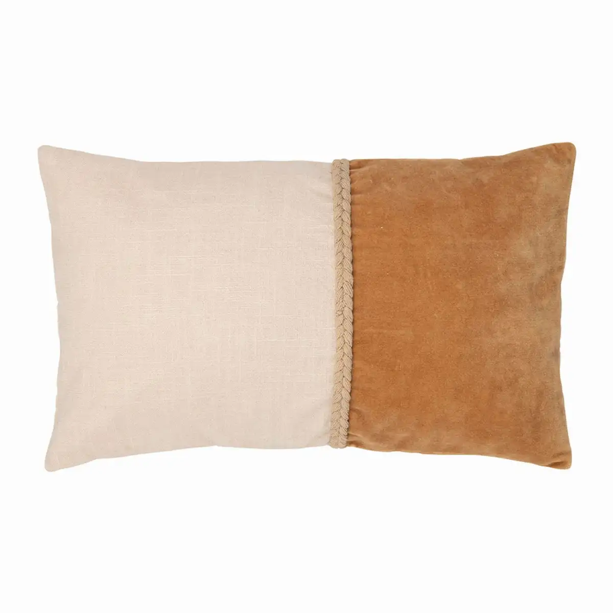 Housse de coussin en coton marron et beige 50x30cm