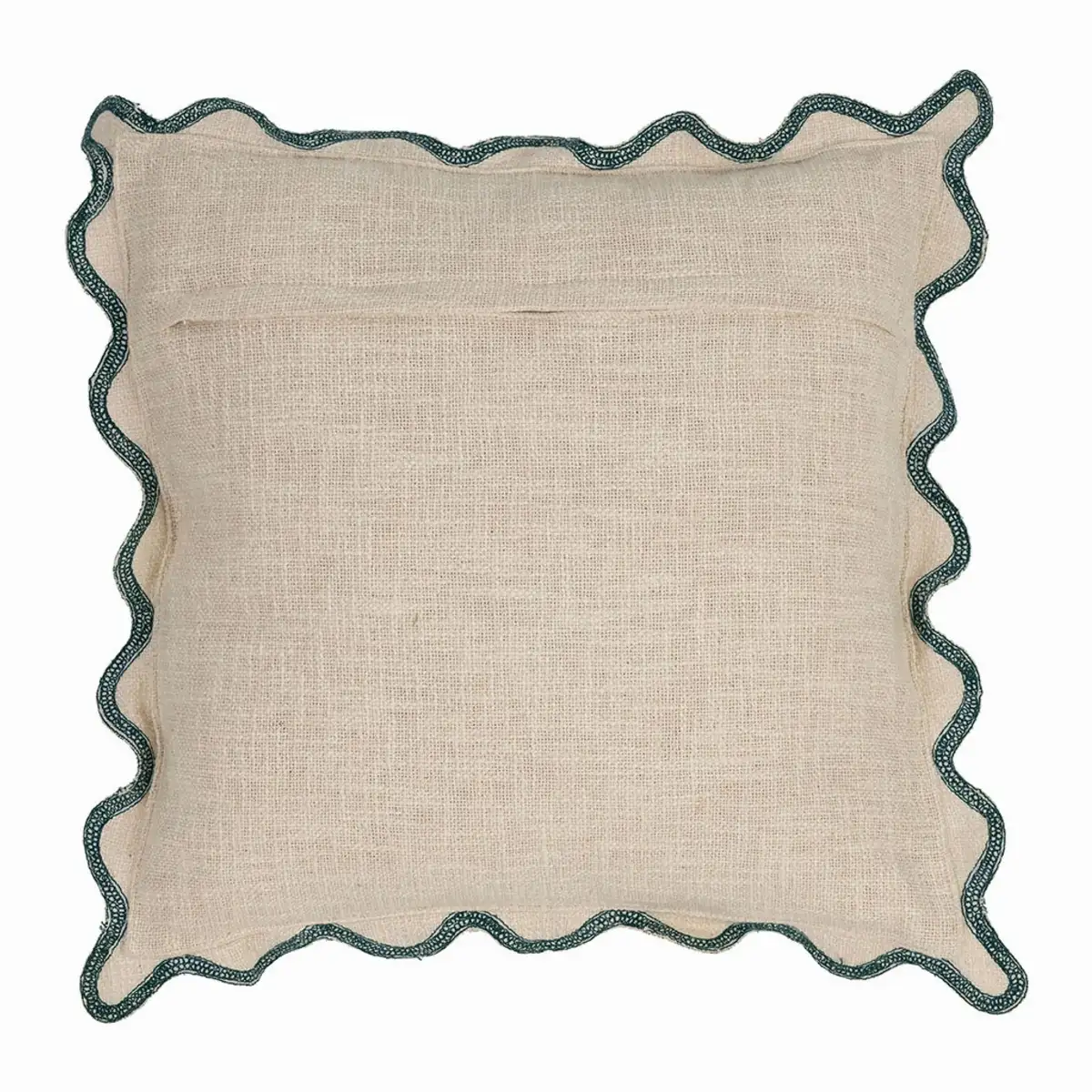 Housse de coussin brodée dolce vita en coton beige et émeraude 45x45cm