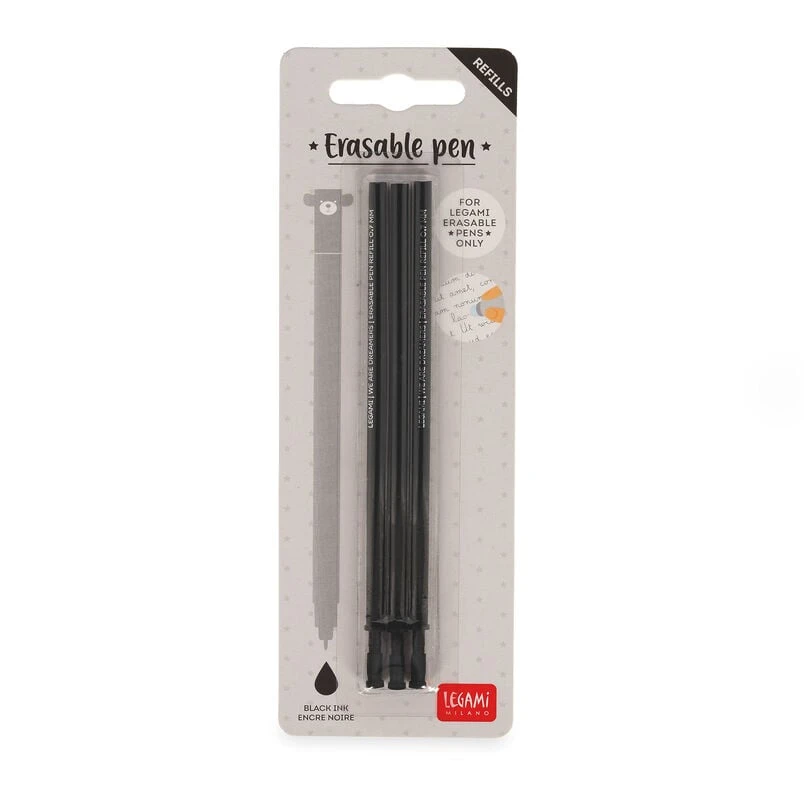 Set de 3 Recharges pour Stylo Effaçable - Encre noire - Erasable Pen