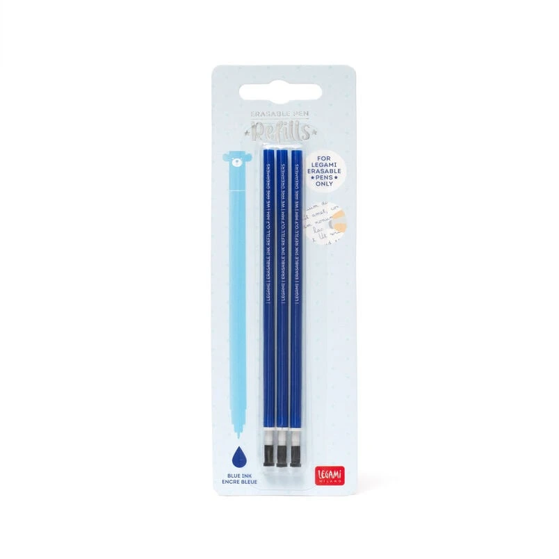 Set de 3 Recharges pour Stylo Effaçable - Encre bleue - Erasable Pen