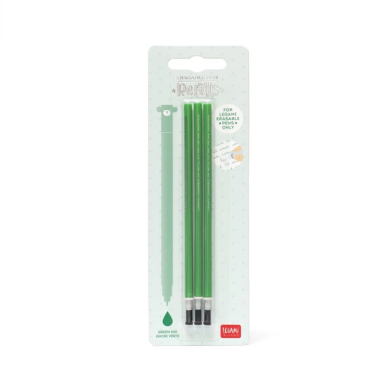 Set de 3 Recharges pour Stylo Effaçable - Encre verte - Erasable Pen