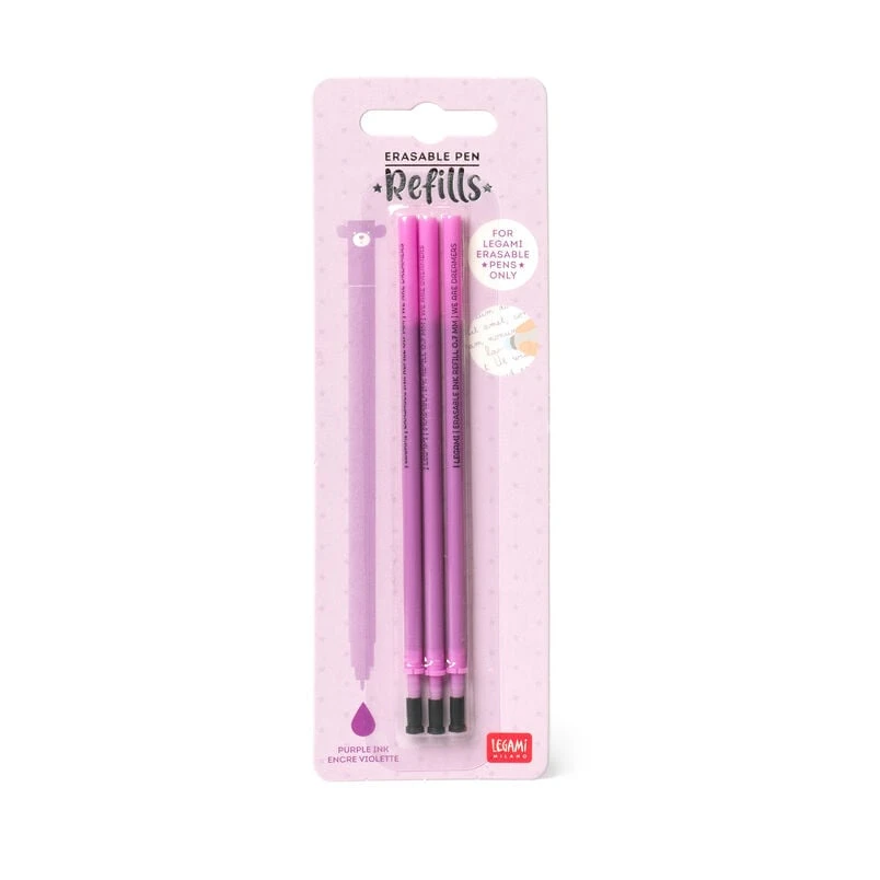 Set de 3 Recharges pour Stylo Effaçable - Encre violette - Erasable Pen