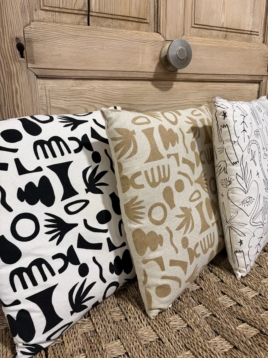 Housse Coussin Tulum écru et beige