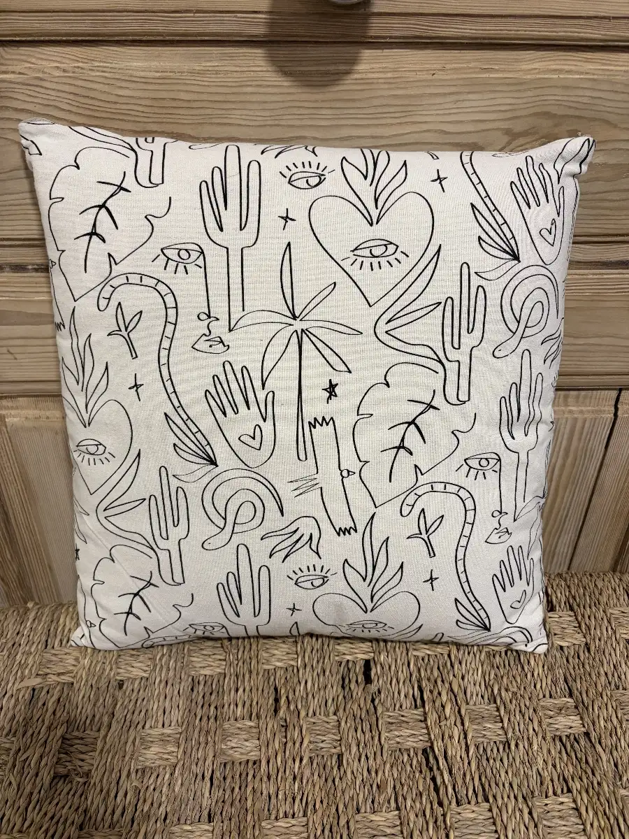 Housse Coussin Tulum écru et noir