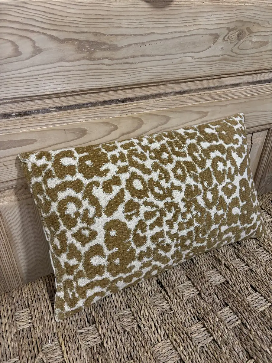 Housse Coussin Léopard Beige & Moutarde