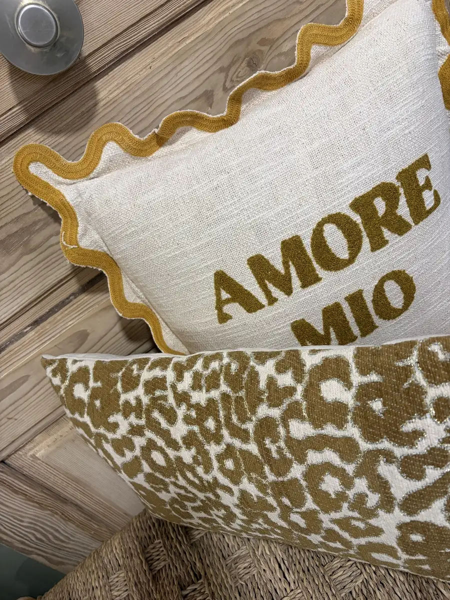 Housse Coussin Léopard Beige & Moutarde