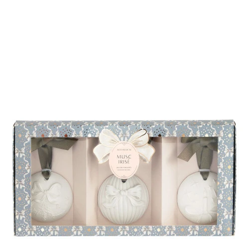 Coffret boules de Noël parfumées Rubans de Fête - Musc Irisé