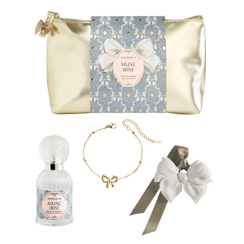 Pochette parfum d'ambiance, bracelet et décor parfumé Rubans de Fête - Musc Irisé