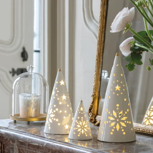 Sapin cône décoratif en céramique avec LED - Grand modèle