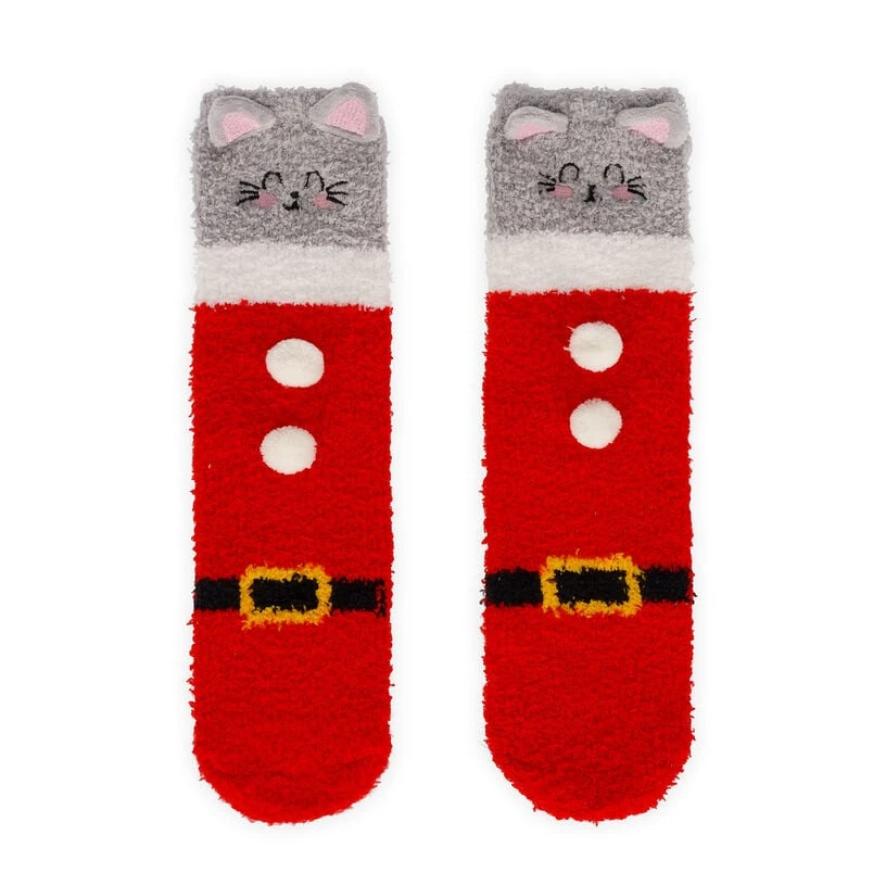 Chaussettes Antidérapantes de Noël Adulte Kitty Santa