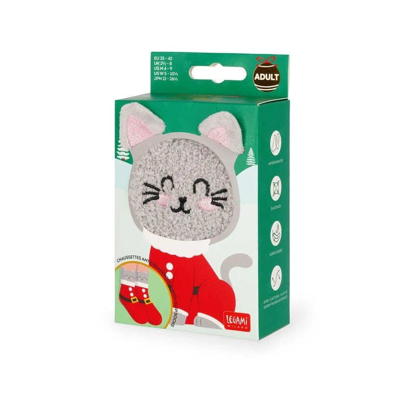 Chaussettes Antidérapantes de Noël Adulte Kitty Santa